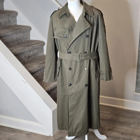 TOWNE by London Fog Olive Green Double-Breasted Clasic Trench Coat Size 40 R - Picture 12 of 12